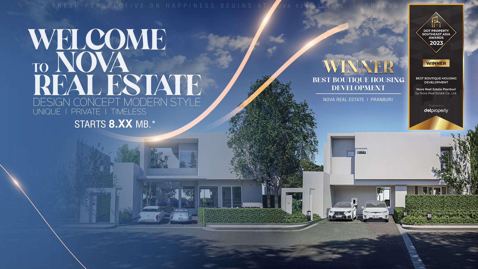 banner featuring modern luxury houses from nova real estates