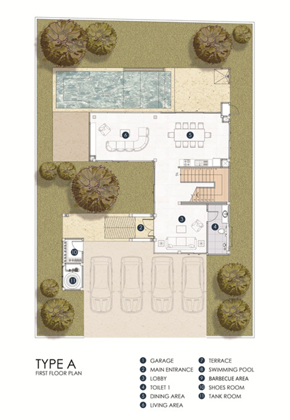 type a modern house floor plan